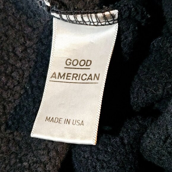 Good American Chenille Monogram R Oversized Black Good Hoodie Dress, XL/2XL - Picture 7 of 8